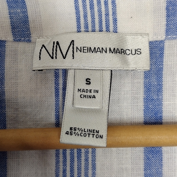Neiman Marcus Women's Linen Cotton Blend Striped Tunic Dress Size Small - Picture 14 of 16